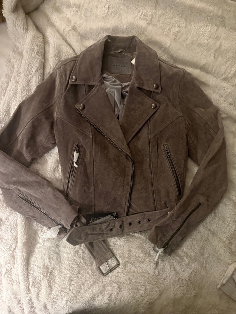 Blank NYC Suede Moto Jacket in grey - Women